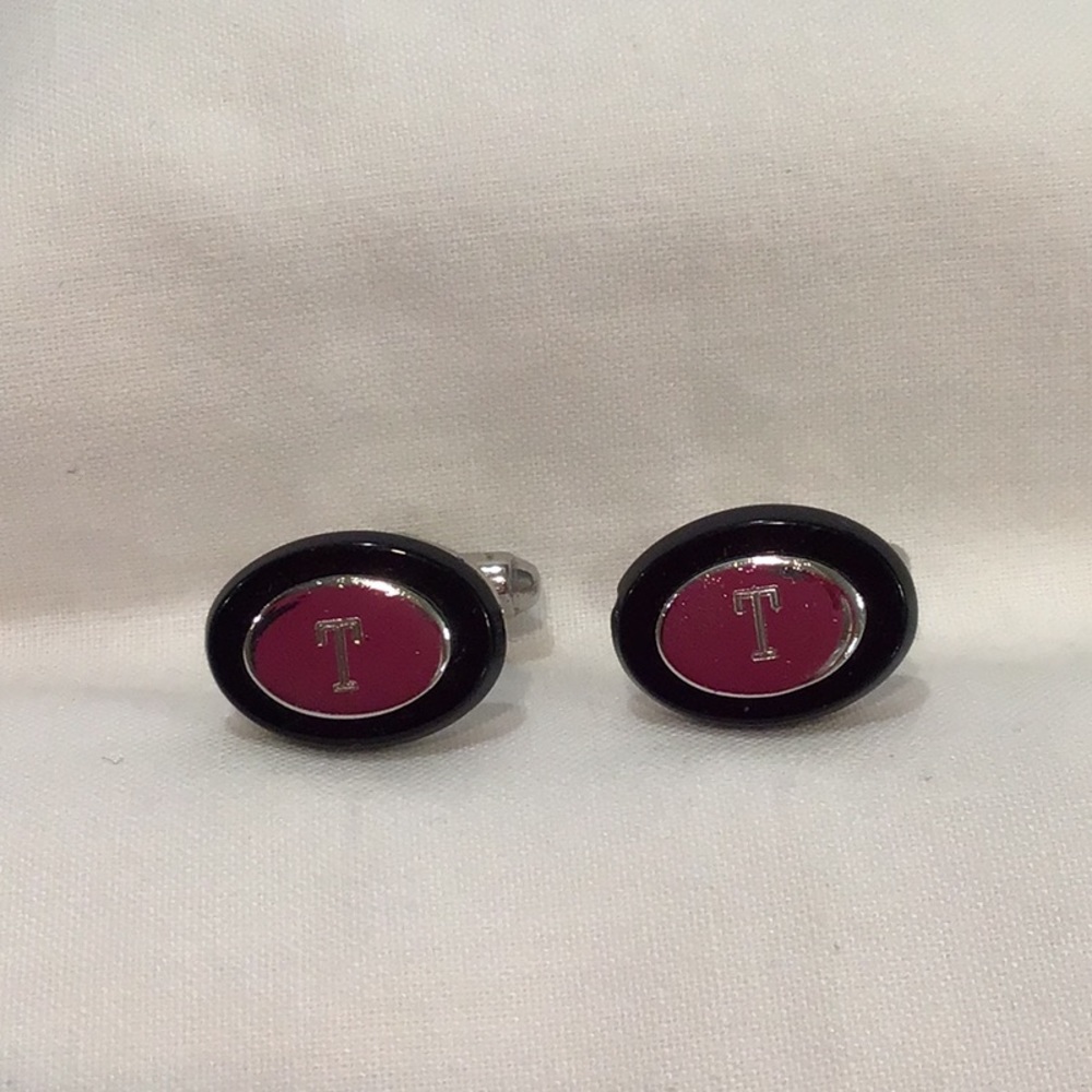 “T” engraved FlexLet cuff links Very good vintage condition